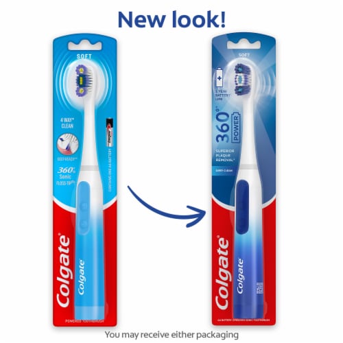 Colgate® 360 Floss-Tip Soft Bristle Battery Sonic Powered Toothbrush Perspective: back