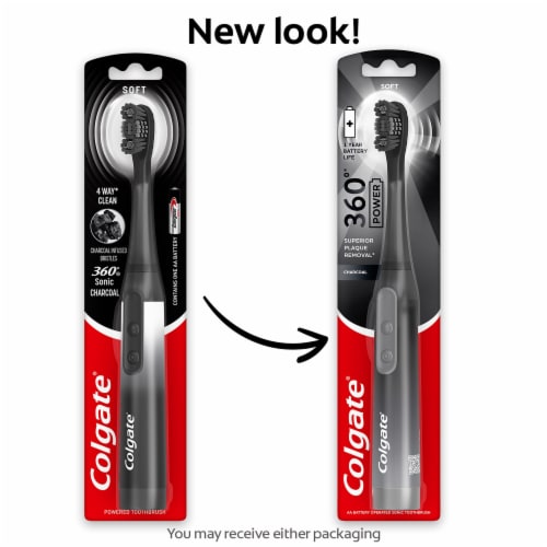 Colgate® 360® Charcoal Soft Sonic Powered Battery Toothbrush Perspective: back
