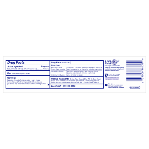 Colgate Max Fresh Clean Mint Anticavity Fluoride Toothpaste Perspective: back
