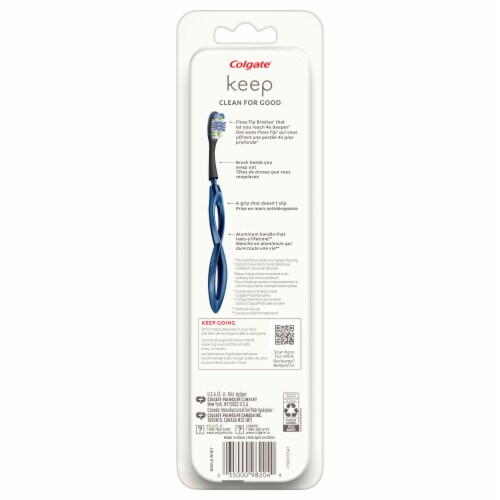 Colgate® Keep Manual Toothbrush Deep Clean Navy Starter Kit with 2 Replacement Brush Heads Perspective: back