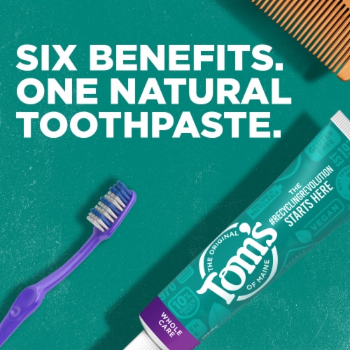 Tom's of Maine Whole Care Natural Toothpaste with Fluoride Peppermint Perspective: back