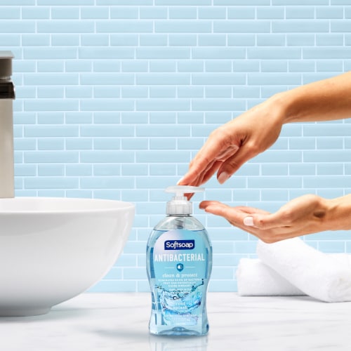 Softsoap Clean & Protect Antibacterial Liquid Hand Soap Cool Splash Hand Soap Perspective: back