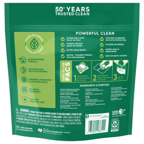 Palmolive Power Pacs Dishwasher Detergent Perspective: back