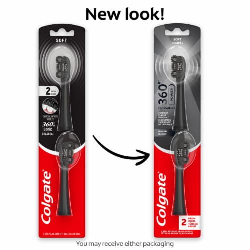 Colgate 360 Battery Powered Charcoal Toothbrush Replacement Refill Heads Pack Perspective: back