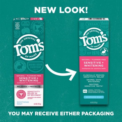 Tom's Sensitive + Whitening Soothing Mint Fluoride-Free Toothpaste Perspective: back