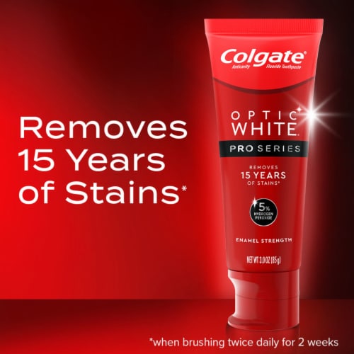 Colgate Optic White Pro Series Whitening Toothpaste with 5% Hydrogen Peroxide Enamel Strength Perspective: back
