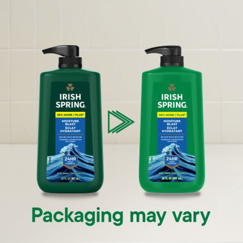 Irish Spring Moisture Blast Moisturizing Body Wash for Men Cool Fresh Scent 30 fl oz Pump Bottle Perspective: back