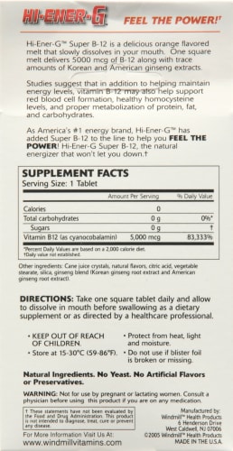 Hi Ener G Super B 12 Orange Flavored Ener G Melts 5000mcg 30 Ct Pick N Save