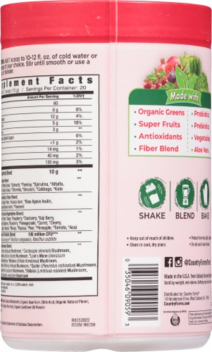 Country Farms Super Greens Berry Raw Super Food Blend Perspective: back