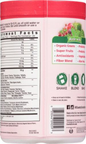 Country Farms Super Greens Berry Raw Super Food Blend Perspective: back