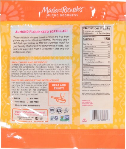 Maria and Ricardo's Almond Flour with Sea Salt Keto Tortillas Perspective: back