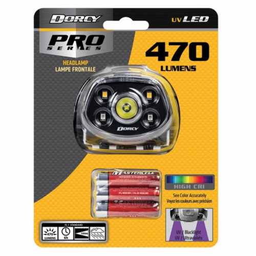 Dorcy Pro 11 in. LED 470-Lumen High CRI & UV Tilt Headlamp Flashlight Gray DCY414320 Perspective: back