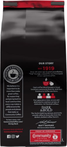 Community Coffee® Dark & Bold Espresso Roast Extra Dark Roast Whole Bean Coffee Perspective: back