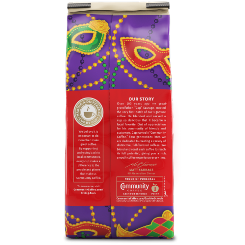 Community Coffee® Mardi Gras King Cake Flavored Ground Coffee Perspective: back