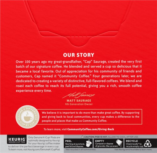 Community Coffee® Signature Blend Dark Roast Pods Perspective: back