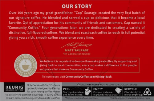 Community Coffee® Vanilla Waffle Cone Medium Roast K-Cup Coffee Pods Perspective: back