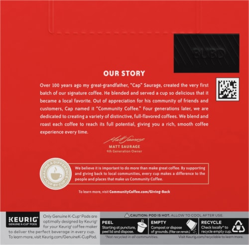 Community Coffee® Signature Blend Dark Roast K-Cup® Coffee Pods Perspective: back