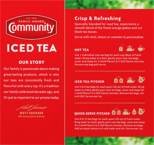 Community® Coffee Black Iced Tea Bags Perspective: back