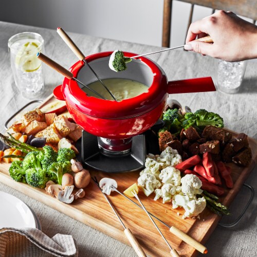 ZWILLING 8-in Fondue Pot Set with 6 Forks, For Chocolate, Caramel, Cheese, Sauces and More Perspective: back
