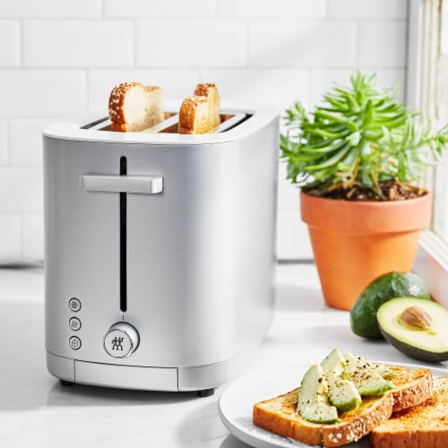 ZWILLING Enfinigy, 2-Slice Toaster, Extra Wide 1.5 Slots for Bagels and Toast, Silver Perspective: back