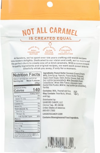 Sanders® Milk Chocolate Crunchy Peanut Butter Caramel Mini Bites Perspective: back