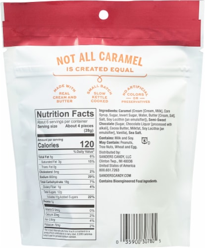 Sanders® Thins Dark Chocolate Sea Salt Caramels Perspective: back