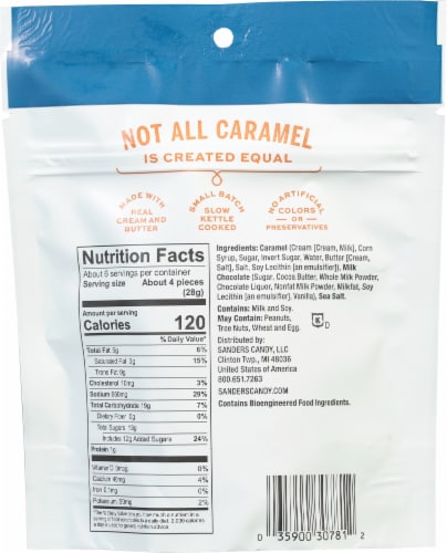 Sanders® Thins Milk Chocolate Sea Salt Caramels Perspective: back