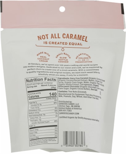 Sanders Dairy Free Dark Chocolate Sea Salt Caramels Perspective: back