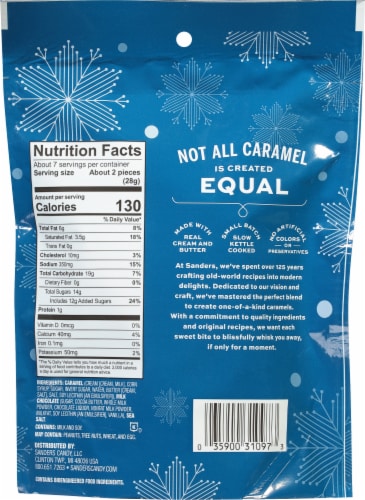 Sanders® Milk Chocolate Sea Salt Caramels Holiday Candy Bag Perspective: back