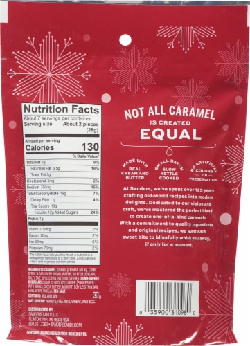 Sanders® Dark Chocolate Sea Salt Caramels Holiday Candy Perspective: back