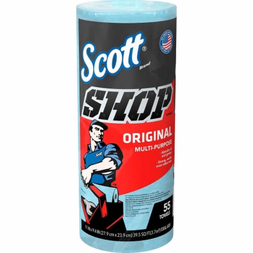 Scott Shop Towels, Original Multi-Purpose, Blue, 55 Towels/Roll (10 Rolls) Perspective: back