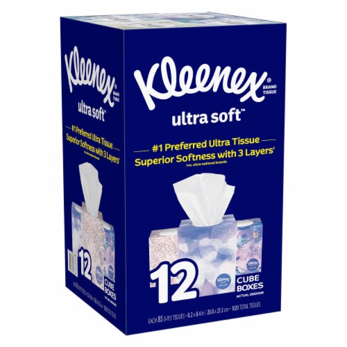 Kleenex Ultra Soft Facial Tissue, 3-ply, 85-count, 12-pack Perspective: back