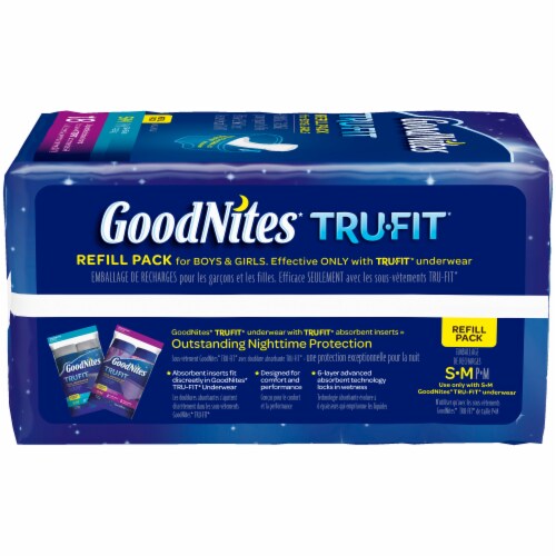 Goodnites TRU-FIT Unisex Disposable Absorbent Inserts, S/M (38-65 lbs) Perspective: back