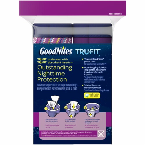 Goodnites TRU-FIT Girls' Disposable Absorbent Inserts, S/M (38-65 lbs) Perspective: back