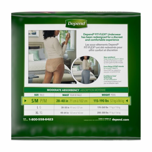 Depend FIT-FLEX Moderate Absorbency Small Medium Incontinence Underwear for Women Perspective: back