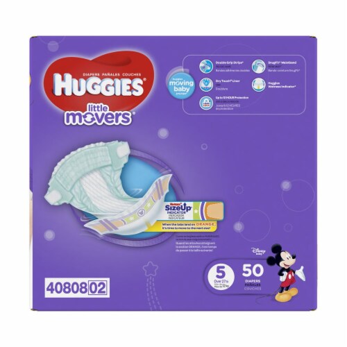 Huggies Little Movers Baby Diapers, Size 5 (27+ lbs) Perspective: back