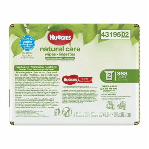 Huggies Natural Care Sensitive Fragrance Free Baby Wipes Refill Packs Perspective: back