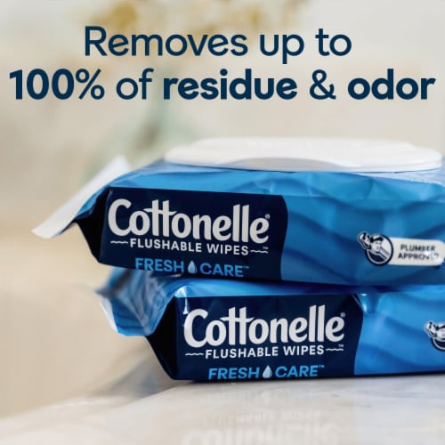Cottonelle Fresh Care Flushable Wet Wipes Flip-Top Packs Adult Wet Wipes Perspective: back