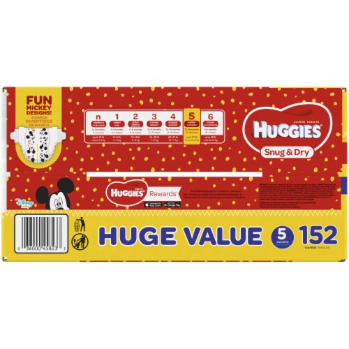 Huggies Snug & Dry Baby Diapers, Size 5 (27+ lbs) Perspective: back
