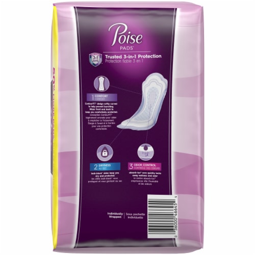 Poise Incontinence Pads for Women, 4 Drop, Moderate Absorbency, Regular,  66Ct 