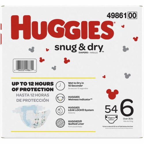 Huggies Snug & Dry Baby Diapers, Size 6 (35+ lbs) Perspective: back