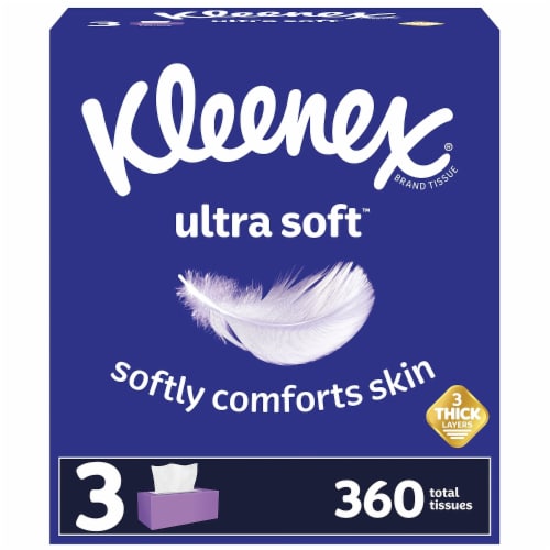 Kleenex Ultra Soft Facial Tissue 3-Ply 110 Tissues/Box 3 Boxes/Pack (50239) Perspective: back