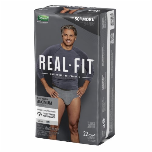  Depend Real Fit Incontinence Underwear for Men with Maximum  Absorbency, Gray, Small/Medium, 14 ct : Health & Household