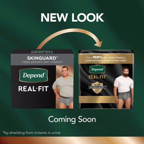 Depend Real Fit Incontinence Underwear Disposable Maximum L/XL Black and Grey Underwear Perspective: back