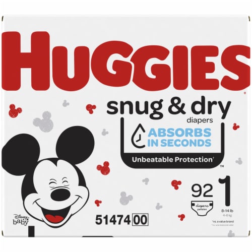 Huggies Snug & Dry Baby Diapers, Size 1 (8-14 lbs) Perspective: back