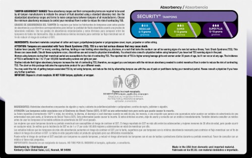 U by Kotex® Security® Premium Tampons Multi Pack Perspective: back