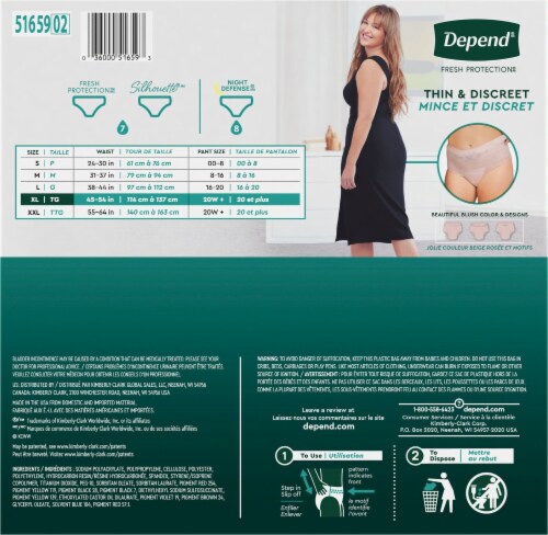 Depend® Incontinence Underwear for Women Max Absorbency Extra Large Blush Perspective: back
