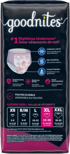 Goodnites® Girls' Bedwetting Underwear Size XL (95-140 lbs) Perspective: back