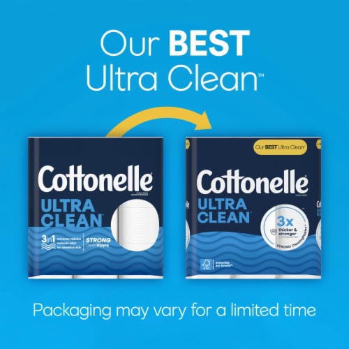 Cottonelle Ultra Clean Toilet Paper Strong Toilet Tissue Mega Rolls Perspective: back