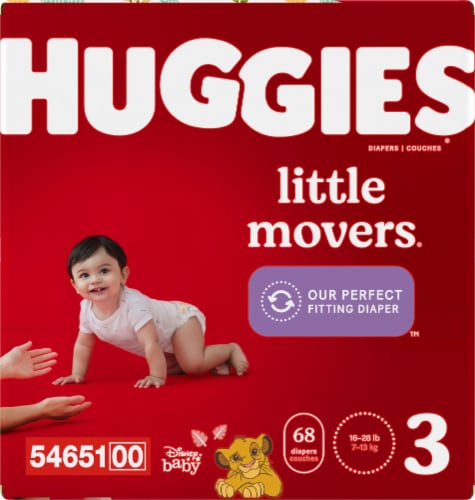 Huggies Little Movers Baby Diapers, Size 3 (16-28 lbs) Perspective: back